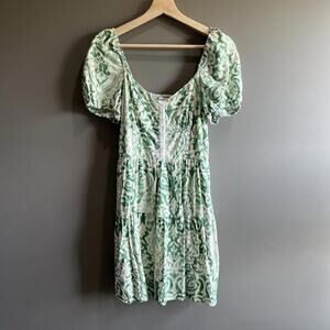 House of Harlow 1960 Mini Dress  Green Linen